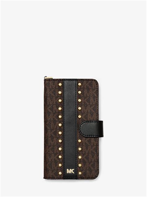 michael kors phone case iphone xs max|Studded Logo Wristlet Folio Case for iPhone XS Max .